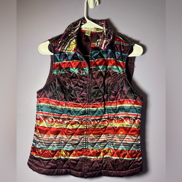 Coldwater Creek Tops - Coldwater Creek Women’s Small Quilted Vest Vivid Pattern Zip Front